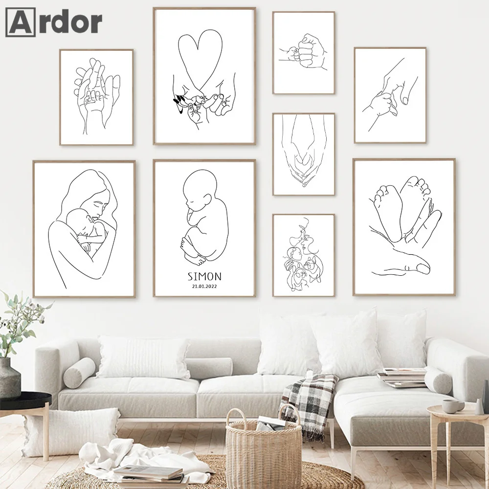 Custom Name Birth Prints Family Poster Abstract Line Drawing Canvas Print Baby Hands Wall Art Painting Nordic Picture Home Decor
Custom Name Birth Prints Family Poster Abstract Line Drawing Canvas Print Baby Hands Wall Art Painting Nordic Picture Home Decor