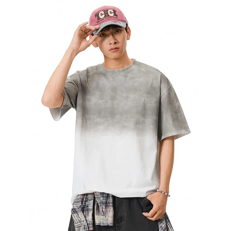 American Retro Ombre Washed Round Neck T-Shirt Unisex Couple Loose Fit Streetwear Vintage Short Sleeve Top for Casual Versatile
American Retro Ombre Washed Round Neck T-Shirt Unisex Couple Loose Fit Streetwear Vintage Short Sleeve Top for Casual Versatile