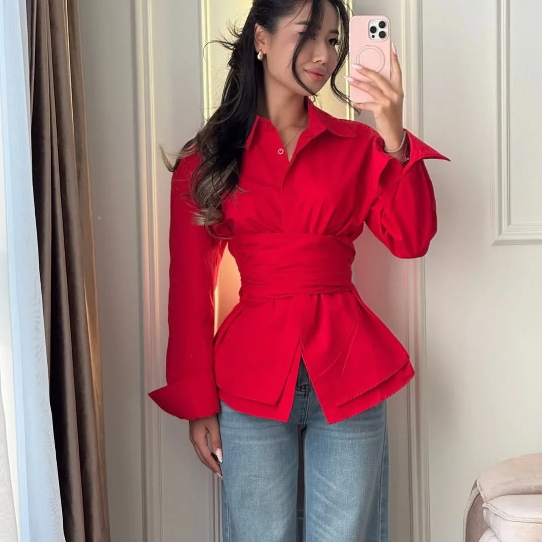 Waist-tightened Stylish Temperament Shirt, New Solid Color OL Commuter Versatile Slim Fit Blouse
Waist-tightened Stylish Temperament Shirt, New Solid Color OL Commuter Versatile Slim Fit Blouse