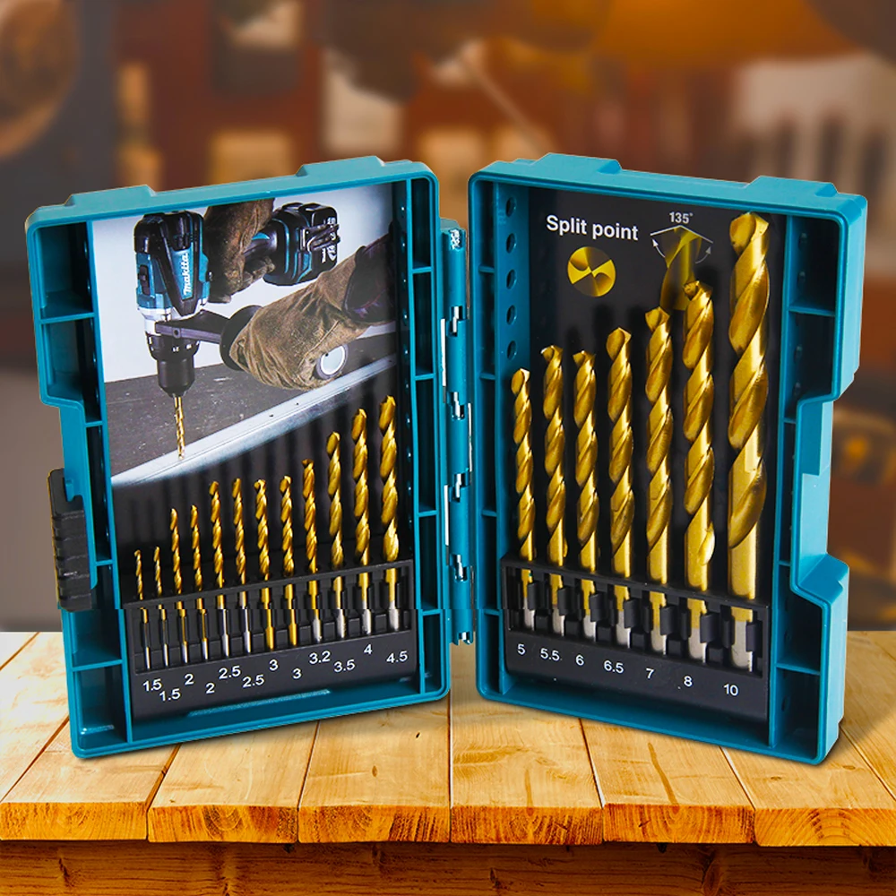 Makita High Speed Titanium plated steel Twist Drill 19PCS Set Straight Handle Stainless Steel Metal Twist Drill Drill Bit Set Fo
Makita High Speed Titanium plated steel Twist Drill 19PCS Set Straight Handle Stainless Steel Metal Twist Drill Drill Bit Set Fo