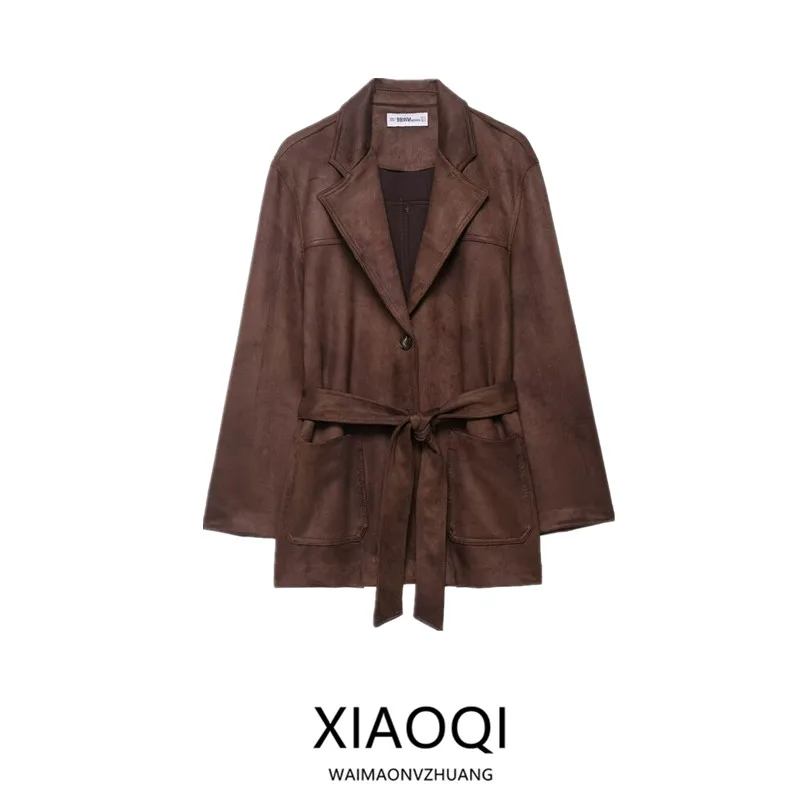 Fall 2025 New Women's Jaet Faux Leather Effect Design Sensation Outerwear Ele ort Coat for Ladies Faion Trend
Fall 2025 New Women's Jaet Faux Leather Effect Design Sensation Outerwear Ele ort Coat for Ladies Faion Trend