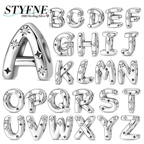 Charms 925 Silver Letter Series Starlight Letters Shining Zircon Beads Fit Bracelet Accessories Jewelry Making Fine Jewelry Gift