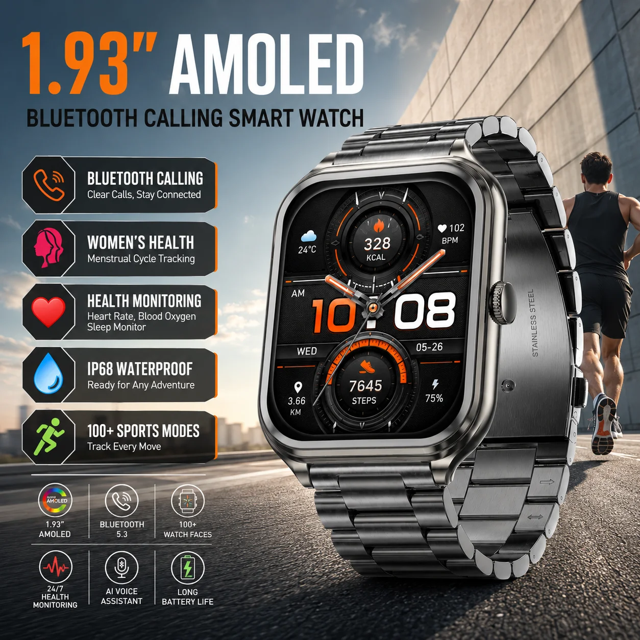 LIGE New 8.5mm Ultra-thin Sports Smartwatch Bluetooth Call Health Monitor Waterproof 1.93 inch AMOLED Smart Watch for Men Women
LIGE New 8.5mm Ultra-thin Sports Smartwatch Bluetooth Call Health Monitor Waterproof 1.93 inch AMOLED Smart Watch for Men Women