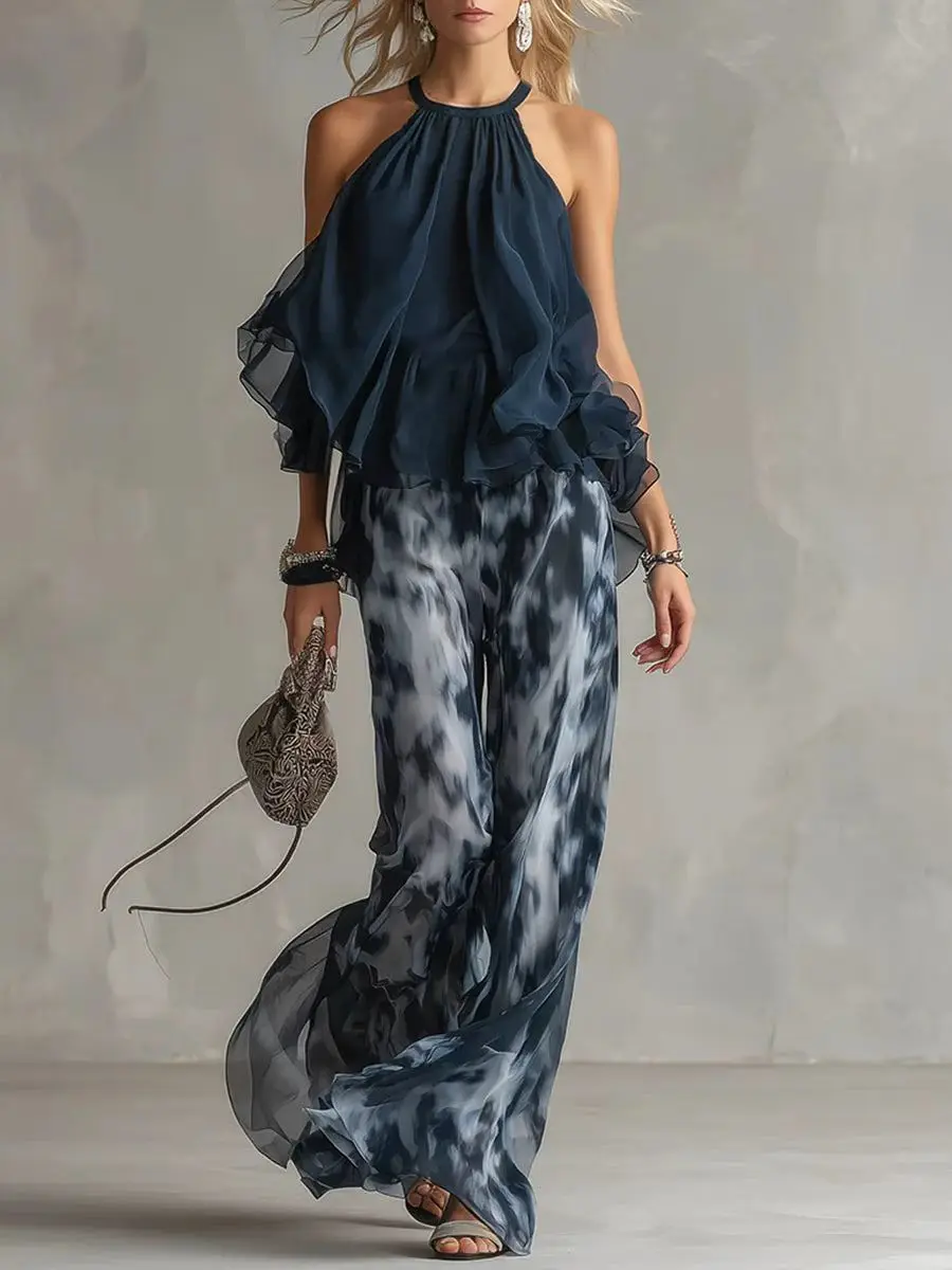 Women’s 2 Piece Set Chiffon Sleeveless Halter Top Tie Dye Wide Leg Pants Pocket Summer Casual Streetwear Outfit for Women
Women’s 2 Piece Set Chiffon Sleeveless Halter Top Tie Dye Wide Leg Pants Pocket Summer Casual Streetwear Outfit for Women