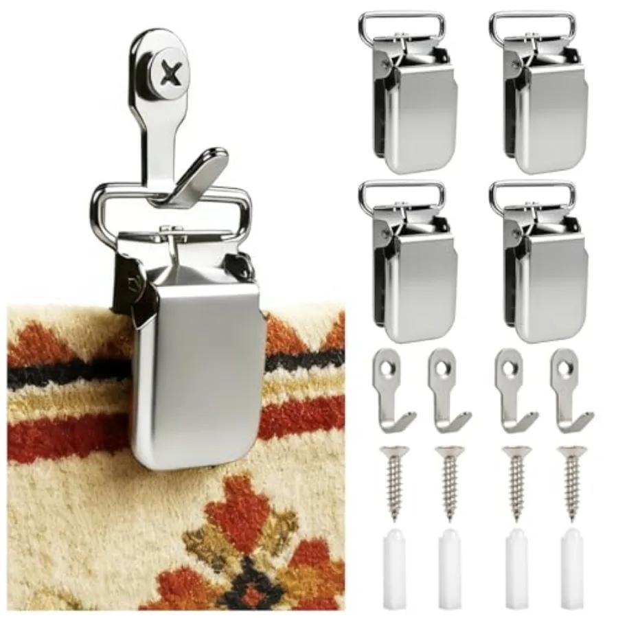 4 Pack Heavy Duty Tapestry Hangers, Non-Slip Rug Display Clips, Carpet Quilt Clamps for Tapestry Rugs Blankets Damage Free Disp
4 Pack Heavy Duty Tapestry Hangers, Non-Slip Rug Display Clips, Carpet Quilt Clamps for Tapestry Rugs Blankets Damage Free Disp