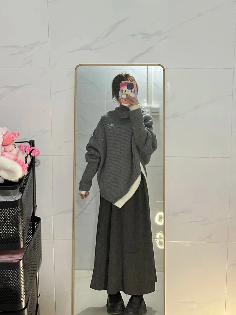 Loose Knitted Sweater And f Skirt Set Women's Casual Sle mid High Waist Skirt Autumn Winter Faion Ensemble
Loose Knitted Sweater And f Skirt Set Women's Casual Sle mid High Waist Skirt Autumn Winter Faion Ensemble