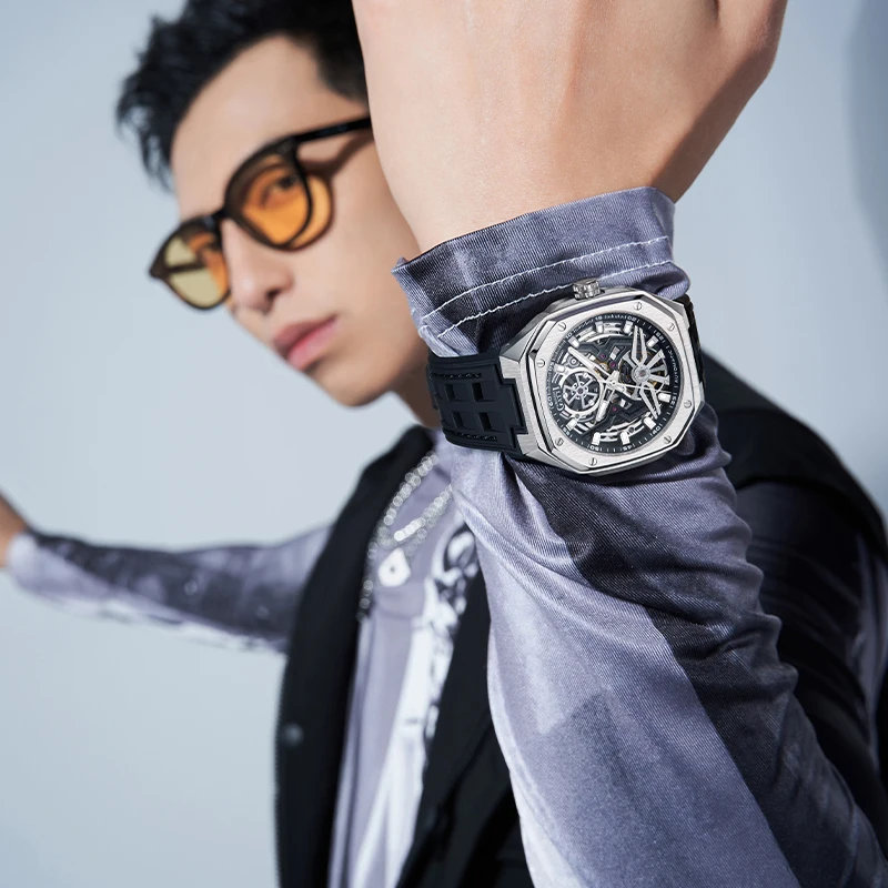 BONEST GATTI Octagon Skeleton Automatic Watch Men 316L Steel Sapphire 5ATM Waterproof Fluororubber Strap Mechanical Wristwatch
BONEST GATTI Octagon Skeleton Automatic Watch Men 316L Steel Sapphire 5ATM Waterproof Fluororubber Strap Mechanical Wristwatch