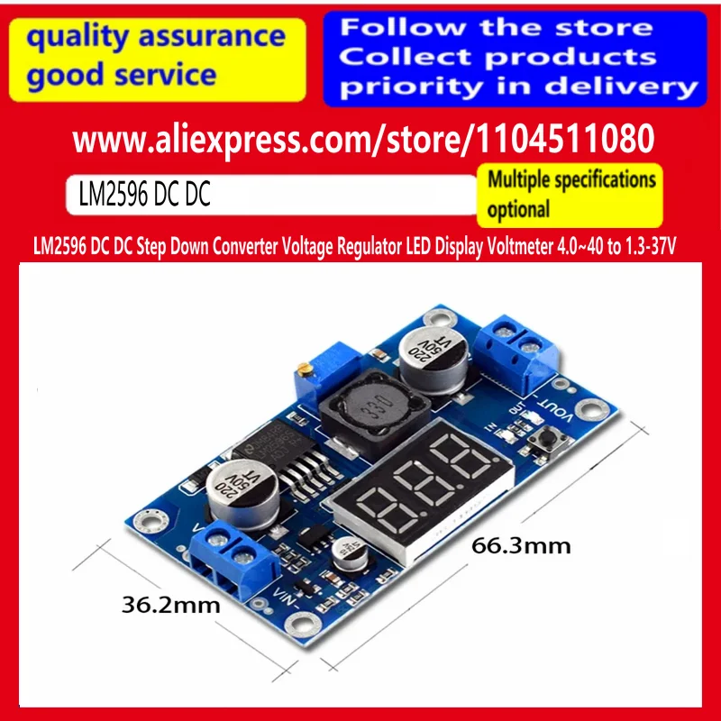 LM2596 DC DC Step Down Converter Voltage Regulator LED Display Voltmeter 4.0~40 to 1.3-37V Buck Adapter Adjustable Power Supply
LM2596 DC DC Step Down Converter Voltage Regulator LED Display Voltmeter 4.0~40 to 1.3-37V Buck Adapter Adjustable Power Supply
