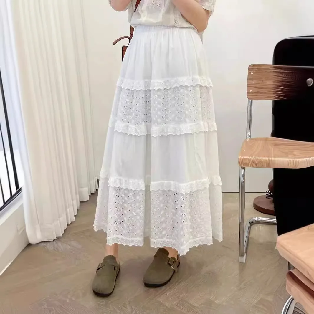 Japanese Sweet Mori Girl Solid Color Lace Embroidery Hollow Out Cotton Skirts Women INS Summer Elastic Waist Fairy Cake Skirts
Japanese Sweet Mori Girl Solid Color Lace Embroidery Hollow Out Cotton Skirts Women INS Summer Elastic Waist Fairy Cake Skirts