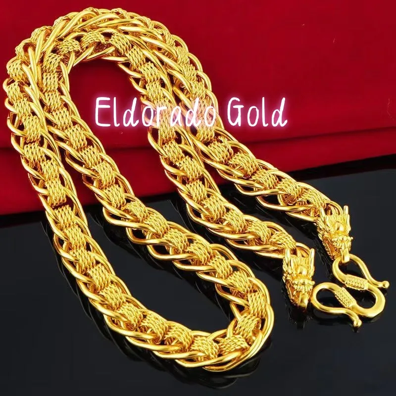 Eldorado Gold High-end fashion 24K real gold Dragon Head necklace au9999 Gold fashion men handsome advanced sense star chain
Eldorado Gold High-end fashion 24K real gold Dragon Head necklace au9999 Gold fashion men handsome advanced sense star chain