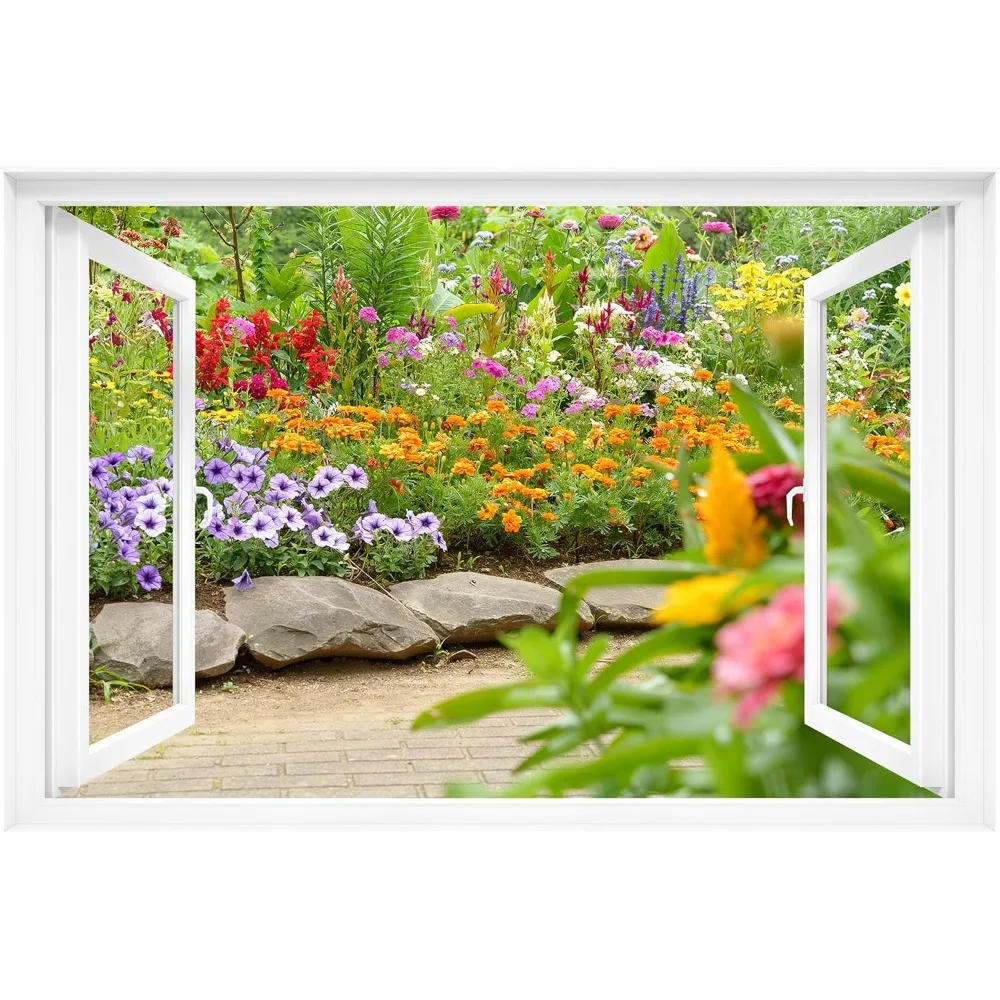 Fake Window Decal - 24x16 Vinyl Wall Art | Garden Flower Scene Mural Sticker | Peel & Stick Removable Decor
Fake Window Decal - 24x16 Vinyl Wall Art | Garden Flower Scene Mural Sticker | Peel & Stick Removable Decor
