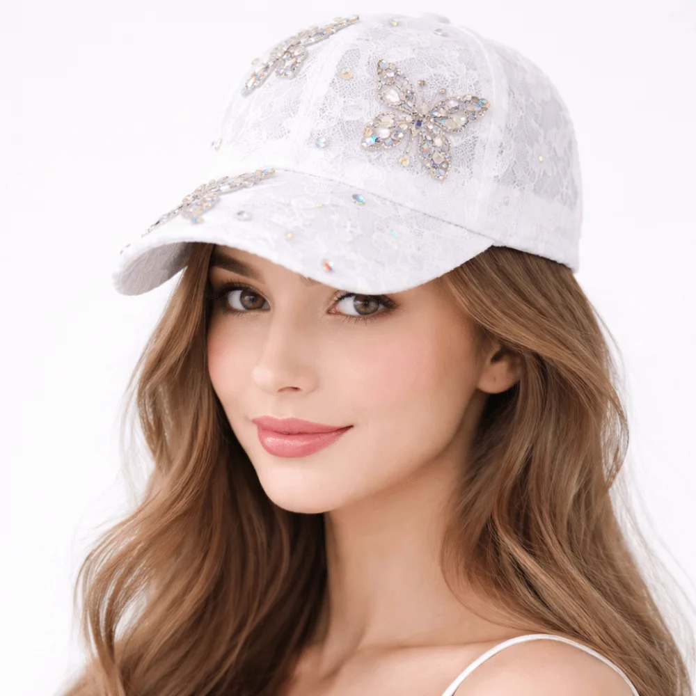 Breathable Butterfly Flower Baseball Cap Lace Korean Style Visors Cap Rhinestone Adjustable Mesh Peaked Hat Women
Breathable Butterfly Flower Baseball Cap Lace Korean Style Visors Cap Rhinestone Adjustable Mesh Peaked Hat Women