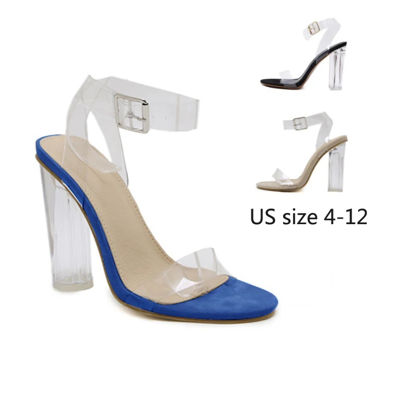 10.5CM Sexy High Heels US size 4-12 PVC Transparent Heel Chunky Heel Sandals Women Fashion Metal Buckle
10.5CM Sexy High Heels US size 4-12 PVC Transparent Heel Chunky Heel Sandals Women Fashion Metal Buckle