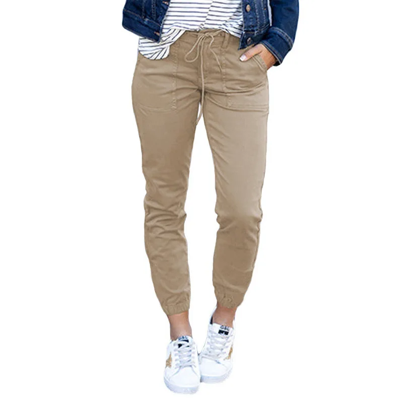 Women's Monochromatic Pencil Pants with Pockets Lace Up Waist Casual Trousers Slim Fit Spring New
Women's Monochromatic Pencil Pants with Pockets Lace Up Waist Casual Trousers Slim Fit Spring New