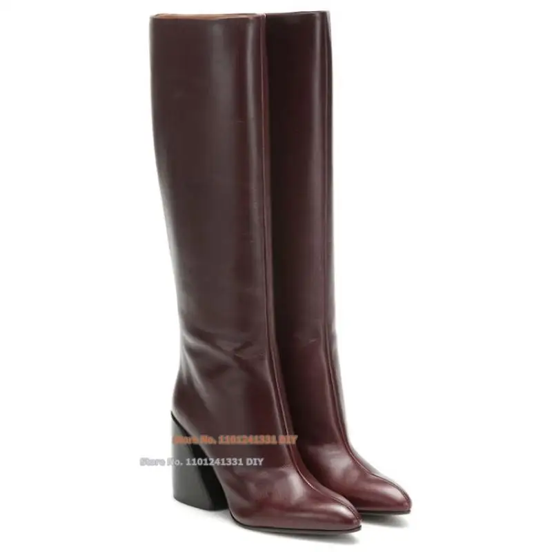 Thick Curved Heel Pointed Toe Women Knee High Boots Side Zipper Cowhide Leather Brown High Heels Riding Boot Long
Thick Curved Heel Pointed Toe Women Knee High Boots Side Zipper Cowhide Leather Brown High Heels Riding Boot Long