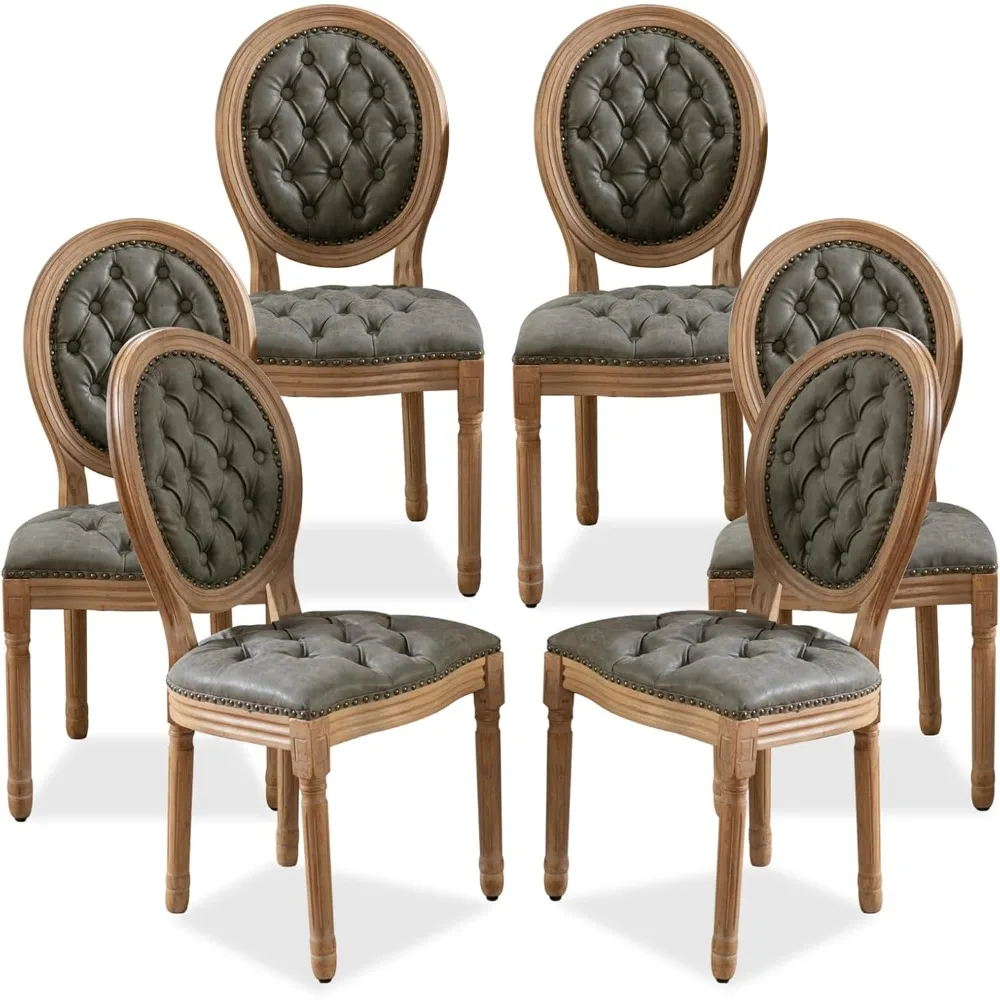 French Dining Chairs Set of 6, Vantage Dining Chair with Round Back, Farmhouse Country PU Leather Dining Chair for Bedroom,Green
French Dining Chairs Set of 6, Vantage Dining Chair with Round Back, Farmhouse Country PU Leather Dining Chair for Bedroom,Green