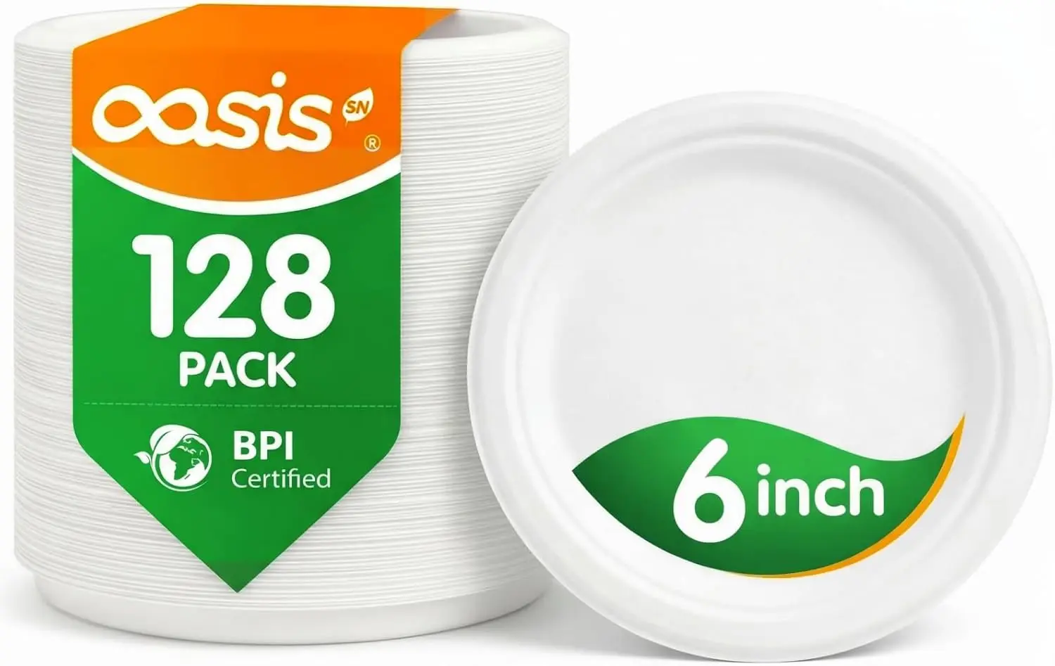 128 Pack 6 Inch White Disposable Paper Plates, Heavy Duty Compostable Sugarcane Bagasse for Cake, Snacks, Kids Meals & Parties
128 Pack 6 Inch White Disposable Paper Plates, Heavy Duty Compostable Sugarcane Bagasse for Cake, Snacks, Kids Meals & Parties