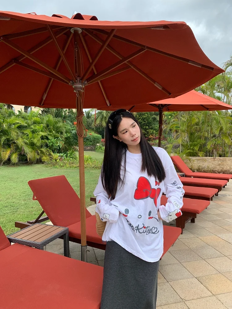 Белая свободная женская футболка с длинным рукавом, повседневная, для весеннего сезона, в стиле KT Lazy Fashion, на каждый день, с круглым вырезом, из других материалов, 00% хлопок
Белая свободная женская футболка с длинным рукавом, повседневная, для весеннего сезона, в стиле KT Lazy Fashion, на каждый день, с круглым вырезом, из других материалов, 00% хлопок