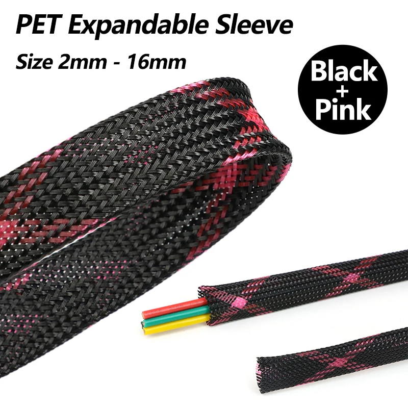 Black Pink PET Insulation Expandable Braided Sleeve 2 - 16mm High Density Wire Wrap Cover Nylon Sheath Protection Cable Sleeving
Black Pink PET Insulation Expandable Braided Sleeve 2 - 16mm High Density Wire Wrap Cover Nylon Sheath Protection Cable Sleeving