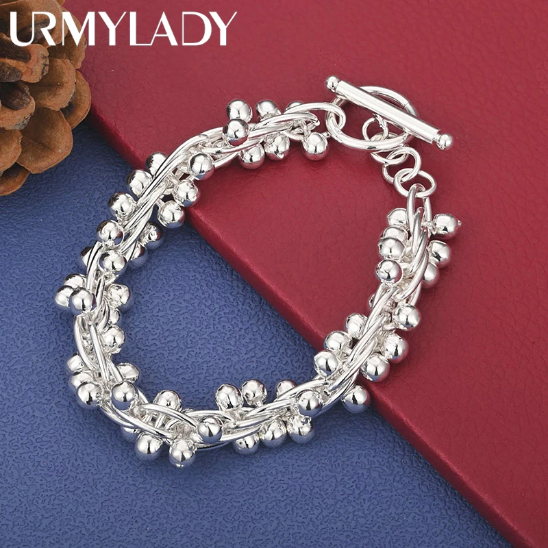 URMYLADY Smooth Grape Bead Bracelet 925 Silver OT Chain For Women Fashion Wedding Engagement Charm Jewelry
URMYLADY Smooth Grape Bead Bracelet 925 Silver OT Chain For Women Fashion Wedding Engagement Charm Jewelry
