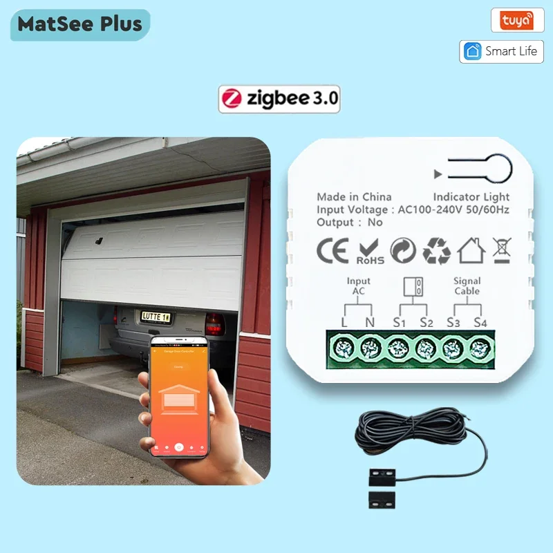 Smart Life ZigBee Garage Door Opener Controller App Remote Control Supports Alexa Zigbee2MQTT Needed
Smart Life ZigBee Garage Door Opener Controller App Remote Control Supports Alexa Zigbee2MQTT Needed