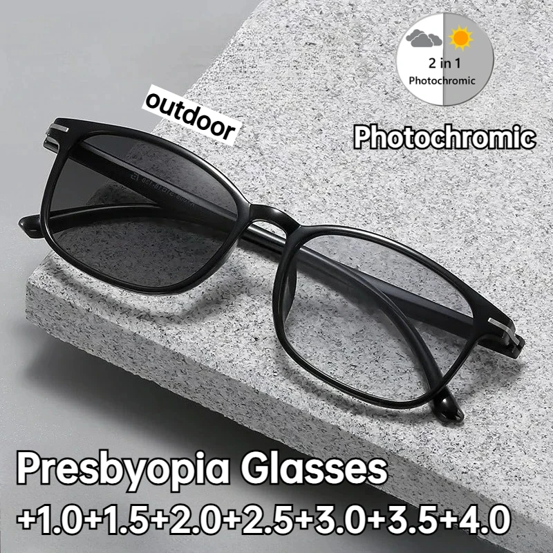 Unisex New Square Frame Photochromic Reading Glasses Sunglasses 2 in 1 Gradient Color Lenses UV Protection Presbyopia Glasses
Unisex New Square Frame Photochromic Reading Glasses Sunglasses 2 in 1 Gradient Color Lenses UV Protection Presbyopia Glasses