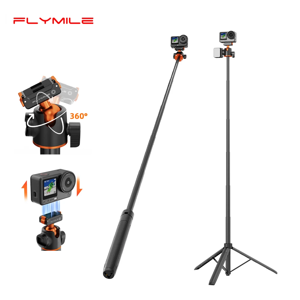 Flymile Tripod Selfie Stick for Action 5 Pro 4 3 Accessories Quick-release Base Mount Tripod 140CM Extendable Rod
Flymile Tripod Selfie Stick for Action 5 Pro 4 3 Accessories Quick-release Base Mount Tripod 140CM Extendable Rod