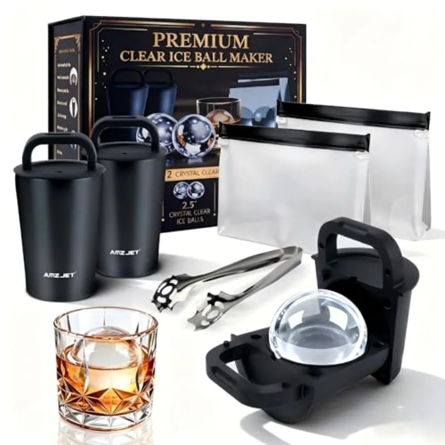 Clear Ice Cube Maker Premium Gift Set Stainless Steel Whiskey Ice Ball Mold 2.5" Ice Sphere with BPA-Free Silicone Slow Melting
Clear Ice Cube Maker Premium Gift Set Stainless Steel Whiskey Ice Ball Mold 2.5" Ice Sphere with BPA-Free Silicone Slow Melting