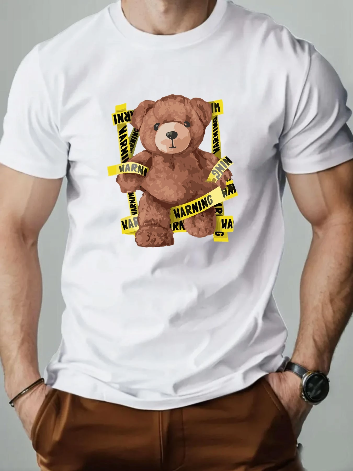 Men T-Shirt 100% Cotton Teddy Bear Cartoon Pattern Print Summer Round Neck Breathable Casual Short Sleeve Fashion T Shirt
Men T-Shirt 100% Cotton Teddy Bear Cartoon Pattern Print Summer Round Neck Breathable Casual Short Sleeve Fashion T Shirt