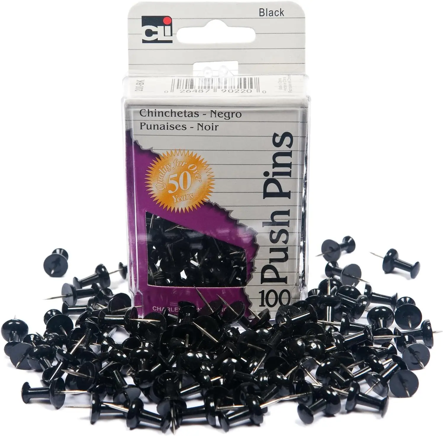 Charles Leonard Push Pins, Black, 100-Pack (200-BK)
Charles Leonard Push Pins, Black, 100-Pack (200-BK)