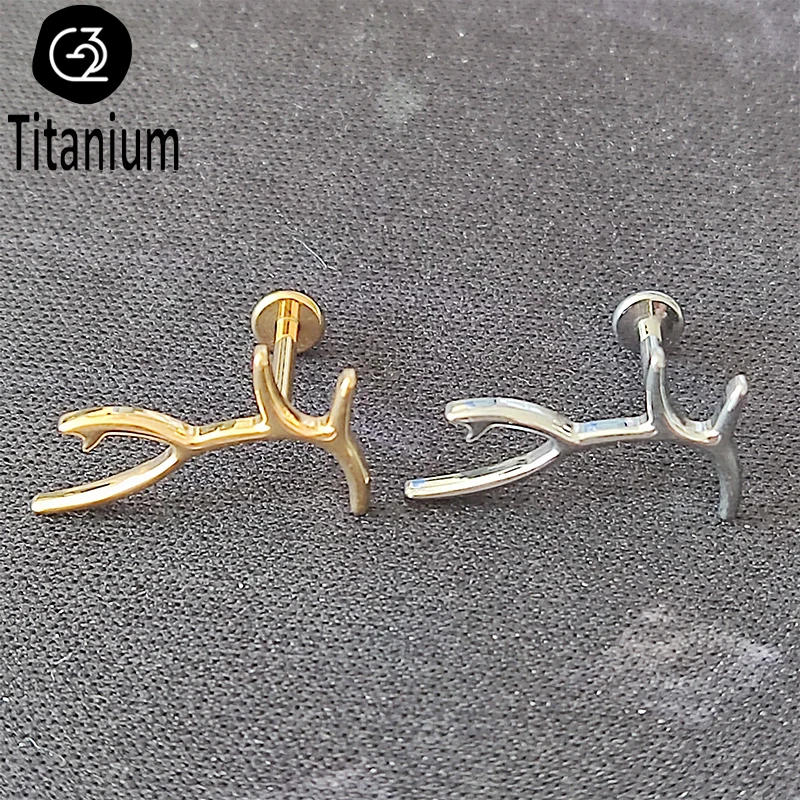 ASTM F136 Titanium Antler Cartilage Earring Tragus Stud Helix Conch Lobe Flat Back Labret Lip Piercing 16G Animal Body Jewelry
ASTM F136 Titanium Antler Cartilage Earring Tragus Stud Helix Conch Lobe Flat Back Labret Lip Piercing 16G Animal Body Jewelry