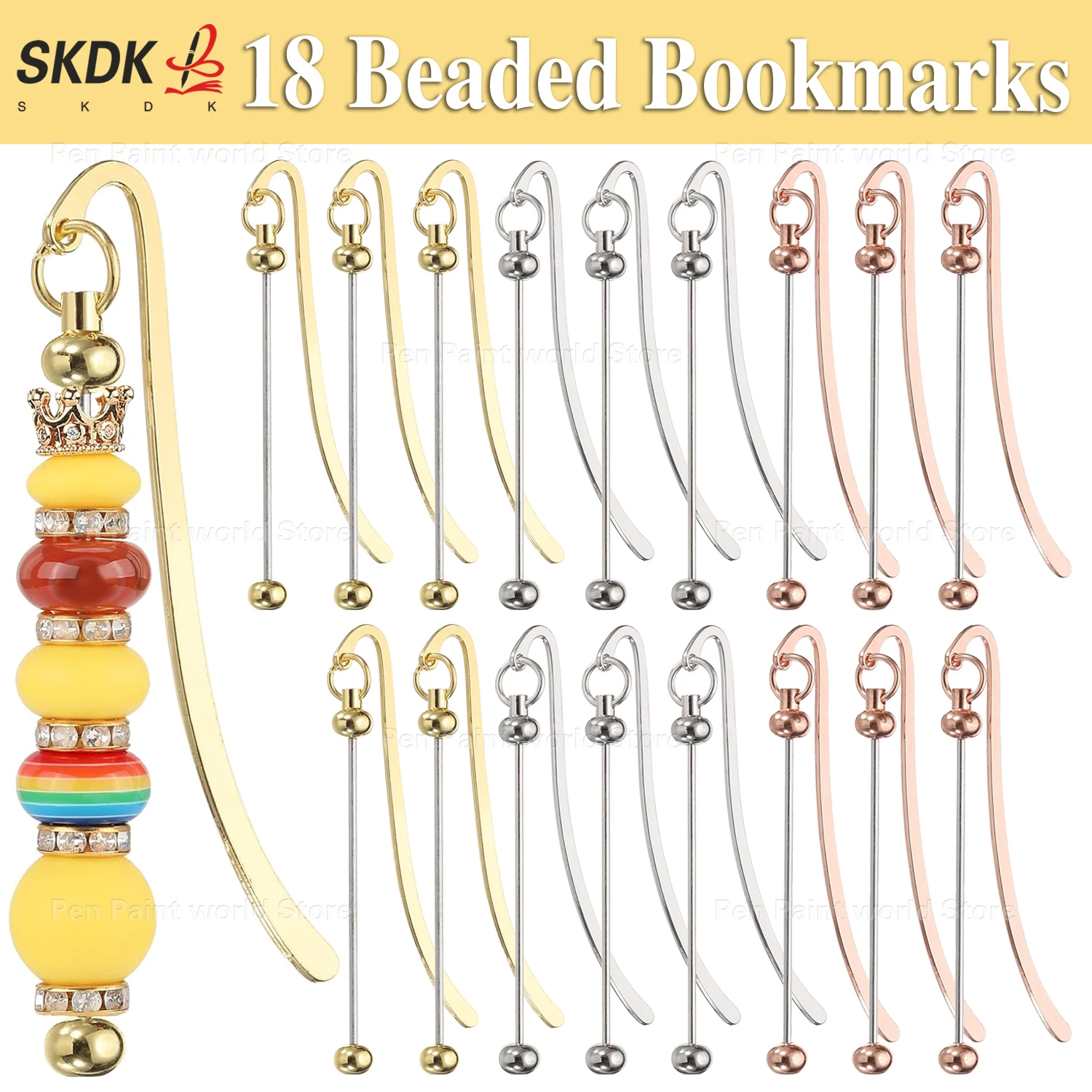 18Pcs Metal Bookmark Collection - Shiny Rose Gold/Gold/Silver Beaded Design for School Gifts Reading Tools
18Pcs Metal Bookmark Collection - Shiny Rose Gold/Gold/Silver Beaded Design for School Gifts Reading Tools