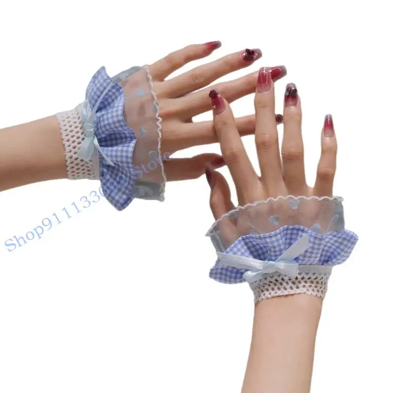 H9ED Blue Plaids Heart Bows Cuffs Elegant Wrist Sleeves Accessory For Women Girls
H9ED Blue Plaids Heart Bows Cuffs Elegant Wrist Sleeves Accessory For Women Girls