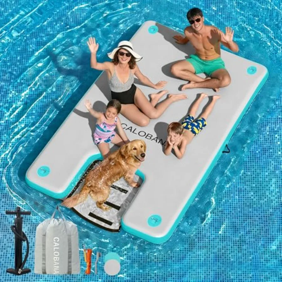 Inflatable Floating Dock with Dog Ramp for Lake River or Pool Use Heavy Duty PVC Blue Gray Includes Ladder and Boat Ramp for Ad
Inflatable Floating Dock with Dog Ramp for Lake River or Pool Use Heavy Duty PVC Blue Gray Includes Ladder and Boat Ramp for Ad