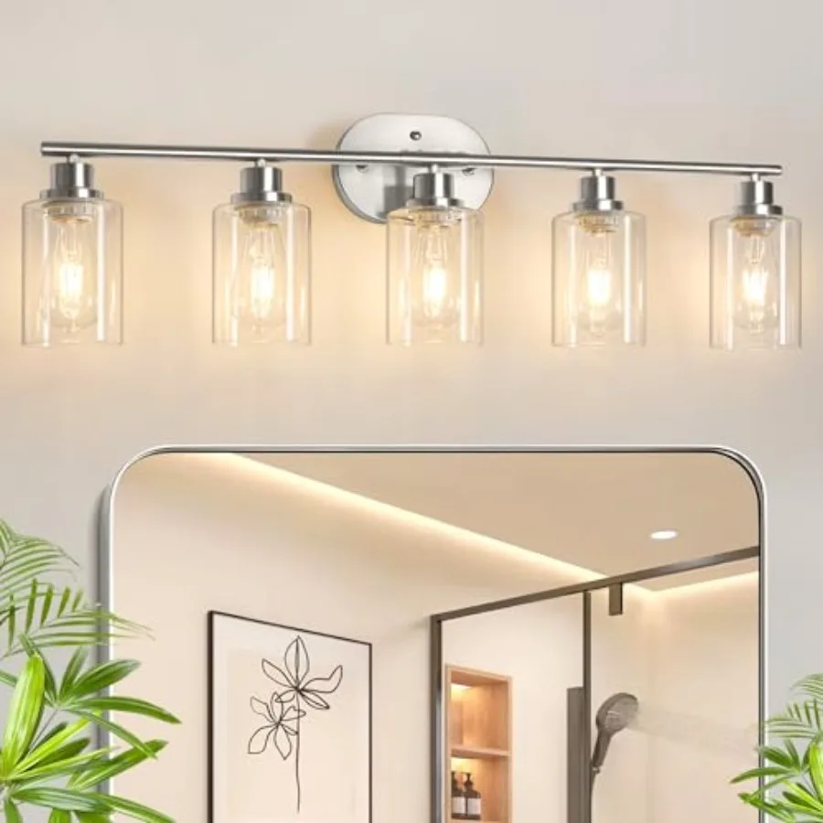 Bathroom Light Fixtures, Vanity s for Bathroom, Brushed Nickel Wall Lamp with Clear Glass for Mirror, Living Room, Hallway, Cab
Bathroom Light Fixtures, Vanity s for Bathroom, Brushed Nickel Wall Lamp with Clear Glass for Mirror, Living Room, Hallway, Cab