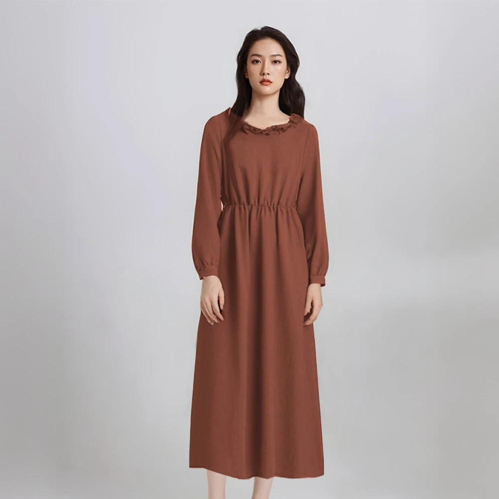 Plus size women's spring and autumn coffee color casual loose lotus collar long dress long sleeve waist dress 2024 new model
Plus size women's spring and autumn coffee color casual loose lotus collar long dress long sleeve waist dress 2024 new model