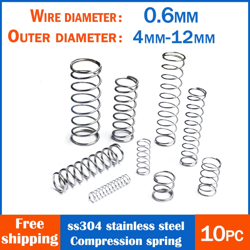10pc 304 Stainless Steel Compression Spring Wire Diameter0.6 Outer Diameter4-12mm Return Spring Mechanical Parts sSpiral Spring
10pc 304 Stainless Steel Compression Spring Wire Diameter0.6 Outer Diameter4-12mm Return Spring Mechanical Parts sSpiral Spring