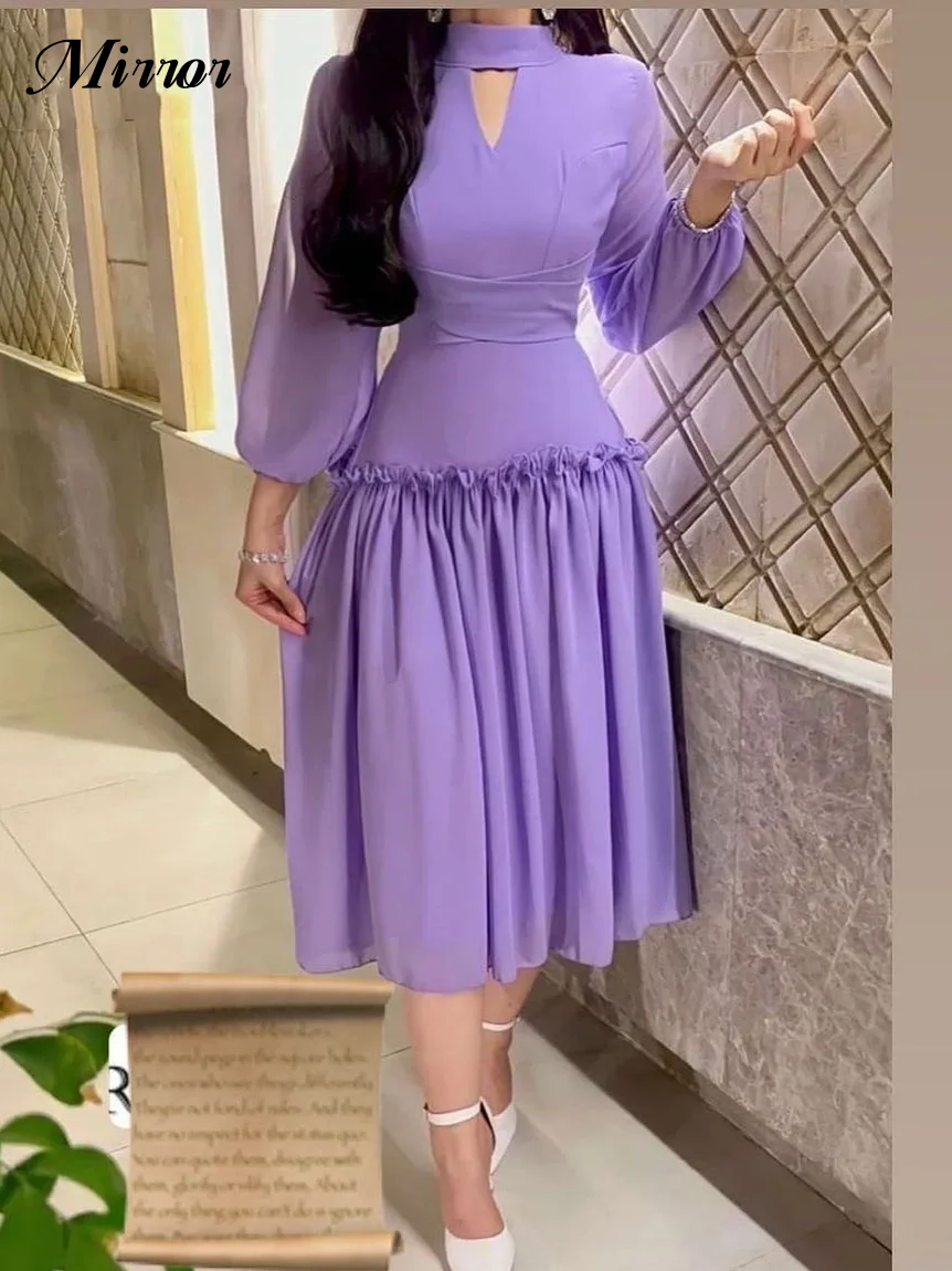 Mirror Dress Elegant Vintage Sweet Purple Ruffle A-Line Tea Length Customized Formal Occasion Prom Dress Evening Party Gowns
Mirror Dress Elegant Vintage Sweet Purple Ruffle A-Line Tea Length Customized Formal Occasion Prom Dress Evening Party Gowns
