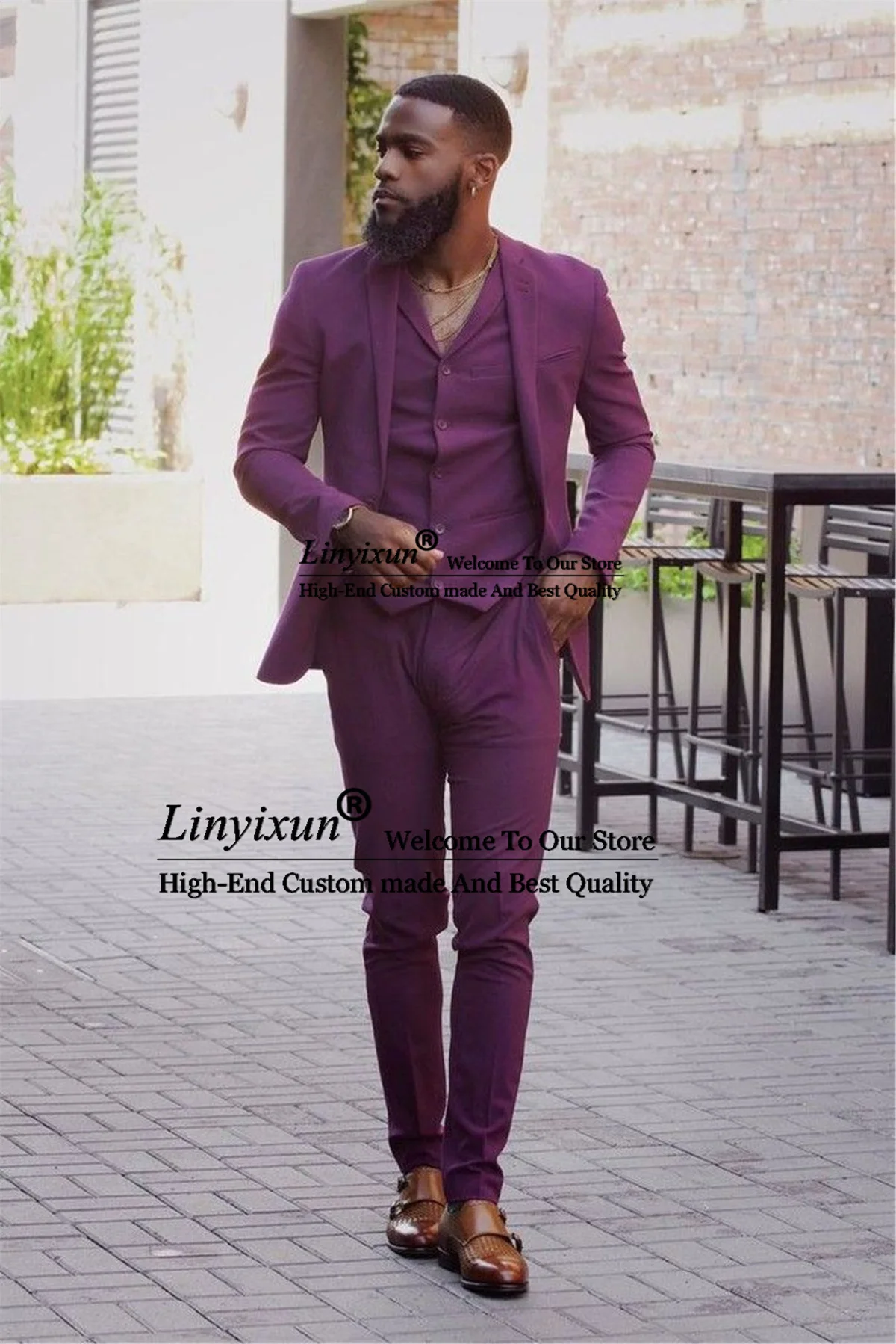 Purple Suits For Men Slim Fit Notched Lapel Groom Wedding Tuxedos 3 Pieces Set Business Male Blazer Vest Pant Terno Masculino
Purple Suits For Men Slim Fit Notched Lapel Groom Wedding Tuxedos 3 Pieces Set Business Male Blazer Vest Pant Terno Masculino