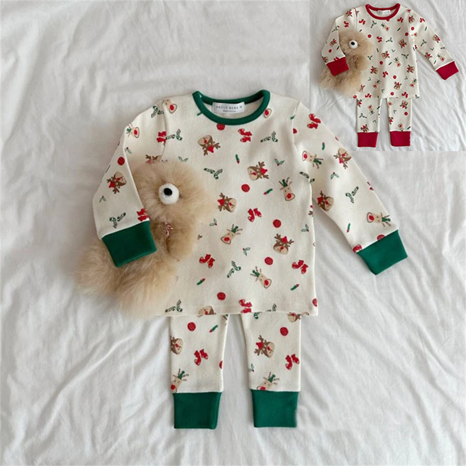 Toddler Christmas Cotton Cartoon Print Sleepwear Infant Tops Pants Homewear Set Baby Boys Girls Long Sleeved Xmas Cute Clothing
Toddler Christmas Cotton Cartoon Print Sleepwear Infant Tops Pants Homewear Set Baby Boys Girls Long Sleeved Xmas Cute Clothing