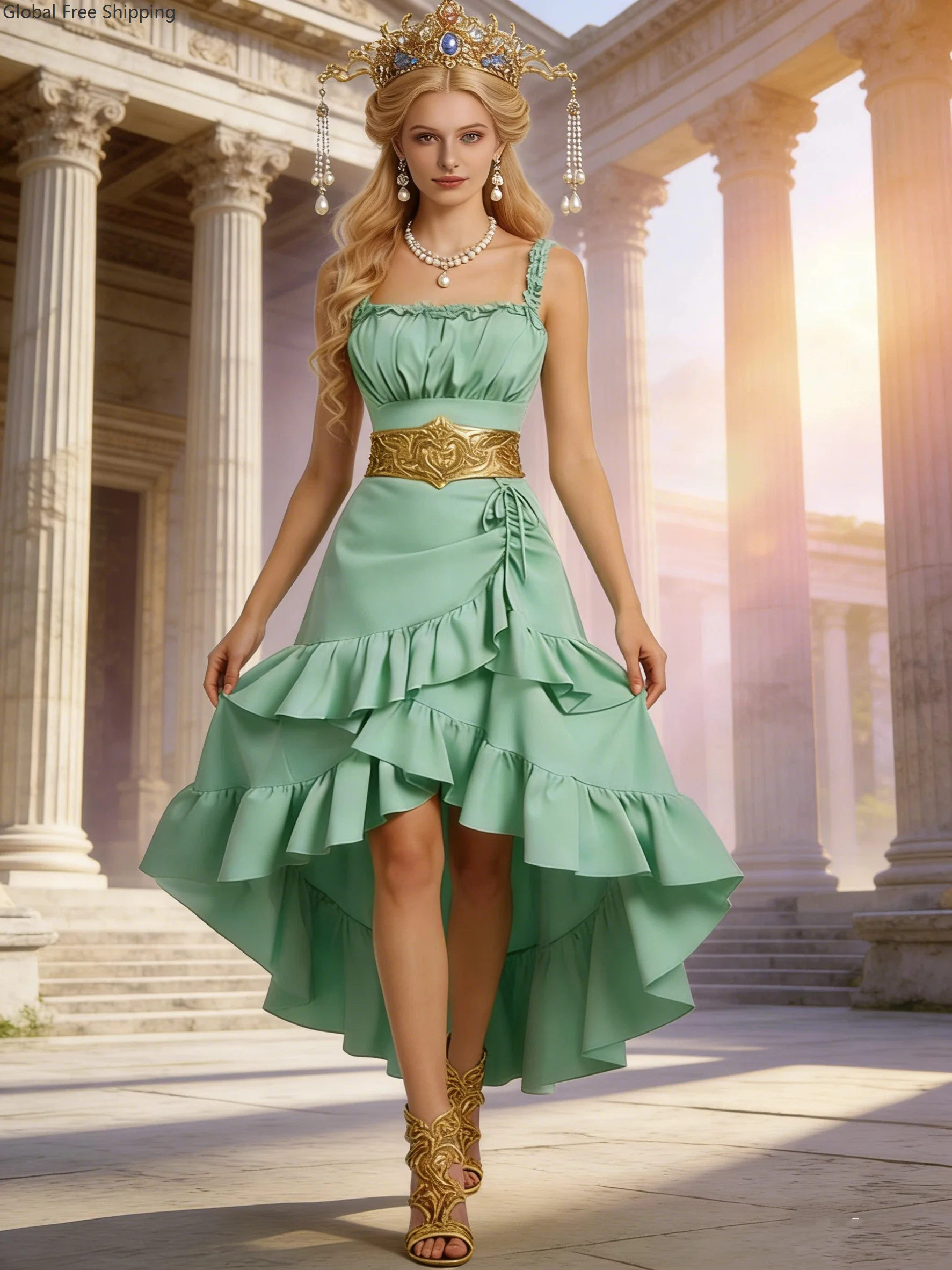 Ladies' Court Ball Party Dress Adult Evening Wear Cosplay Medieval Vintage Halloween Stage Performance Asymmetrical Ruffled Gown
Ladies' Court Ball Party Dress Adult Evening Wear Cosplay Medieval Vintage Halloween Stage Performance Asymmetrical Ruffled Gown