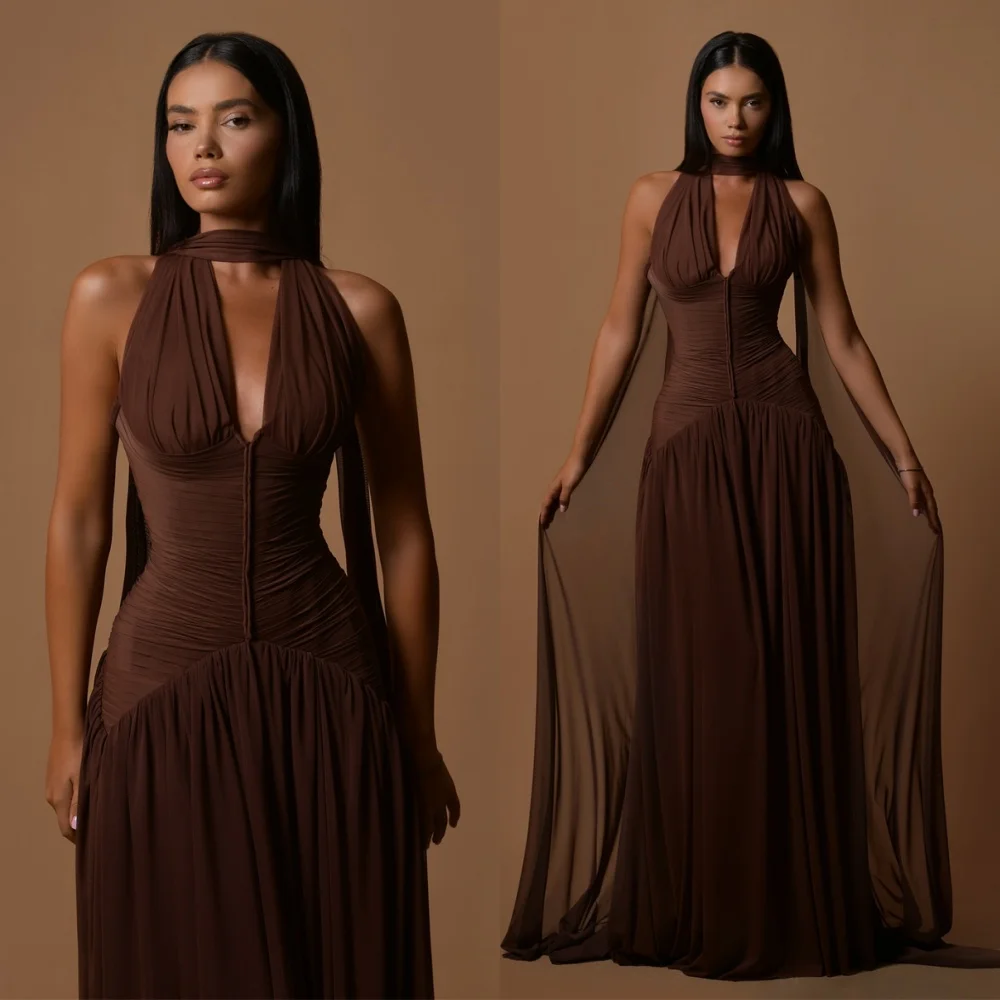 Customized See Through Chiffon Evening Dress Luxury Halter Sleeveless Homecoming Dresses Elegant Special Occasion Gowns
Customized See Through Chiffon Evening Dress Luxury Halter Sleeveless Homecoming Dresses Elegant Special Occasion Gowns