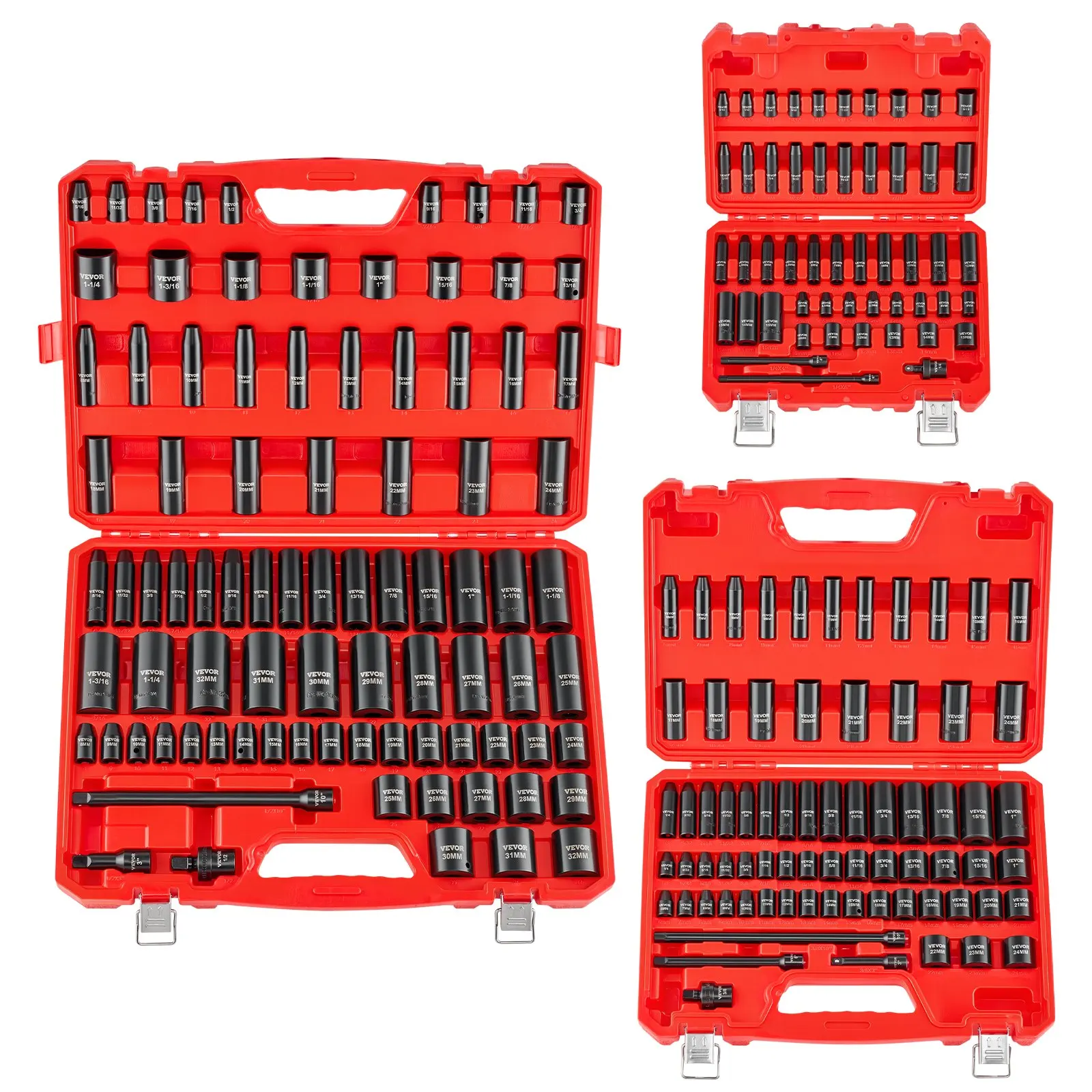 210 Piece Drive Impact Socket Set, 1/4, 3/8, 1/2 Inch, 6 Point Deep & Shallow Impact Sockets, SAE (3/16 To 1-1/4 In) And Metric
210 Piece Drive Impact Socket Set, 1/4, 3/8, 1/2 Inch, 6 Point Deep & Shallow Impact Sockets, SAE (3/16 To 1-1/4 In) And Metric