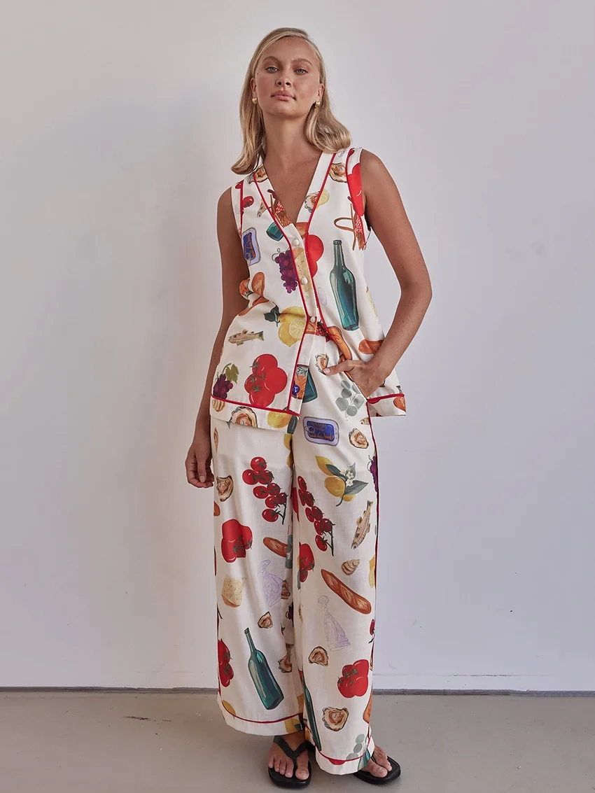 Marthaqiqi Printing Women Nightgowns Suit Sexy V-Neck Sleepwear Tank Tops Pajamas Sleeveless Nightwear Pants Ladies Nightie Sets
Marthaqiqi Printing Women Nightgowns Suit Sexy V-Neck Sleepwear Tank Tops Pajamas Sleeveless Nightwear Pants Ladies Nightie Sets
