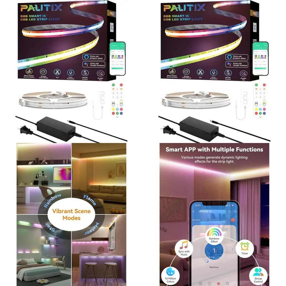 24ft 720LEDs/m UL-Listed 24V RGB Smart LED Strip, Compatible with Alexa/Google Assistant, Flexible for Home & Party Decor
24ft 720LEDs/m UL-Listed 24V RGB Smart LED Strip, Compatible with Alexa/Google Assistant, Flexible for Home & Party Decor