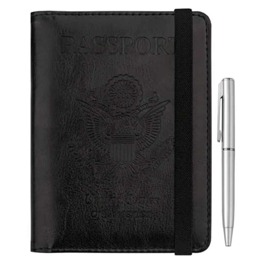 Passport Holder for Travel, RFID Passport Cover Wallet for Women Men, PU Leather Passport Book Card Holder Case with Pen, Trave
Passport Holder for Travel, RFID Passport Cover Wallet for Women Men, PU Leather Passport Book Card Holder Case with Pen, Trave