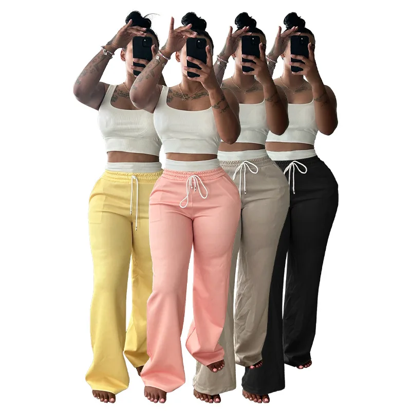 Fitness Women 2 Piece Set Sleeveless Crop Tank Top Wide Leg Pants Matching Set 2025 Summer Y2K Streetwear Sporty Tracksuits
Fitness Women 2 Piece Set Sleeveless Crop Tank Top Wide Leg Pants Matching Set 2025 Summer Y2K Streetwear Sporty Tracksuits