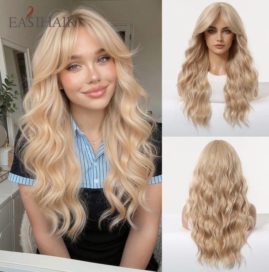 EASIHAIR Long Blonde Wavy Synthetic Wigs Natural Wave Blonde Hair Wigs With Bangs For Women Daily Cosplay Heat Resistant Wigs
EASIHAIR Long Blonde Wavy Synthetic Wigs Natural Wave Blonde Hair Wigs With Bangs For Women Daily Cosplay Heat Resistant Wigs