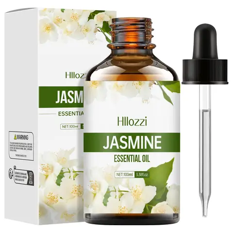 Jasmine essential oil for body massage, aromatherapy diffuser, facial skin care, spa, long-lasting fragrance.