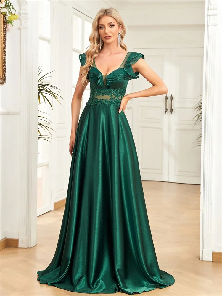 XUIBOL Elegant Green Mermaid Satin Evening Dress 2025 Women Sexy Sleeveless V Neck Tulle Slit Long Prom Party Gown vestidos
XUIBOL Elegant Green Mermaid Satin Evening Dress 2025 Women Sexy Sleeveless V Neck Tulle Slit Long Prom Party Gown vestidos